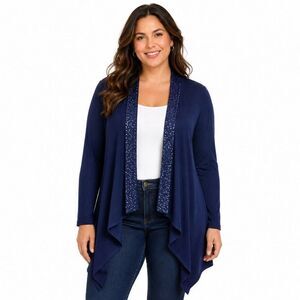 Laura Ashley Navy Waterfall Sequin Cardigan Large